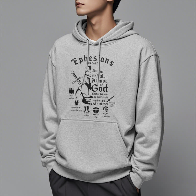 Christianartworkshop Zitat-Stil Volle Rüstung Gottes Fleece-gefütterter Polyester-Kapuzenpullover - image 32