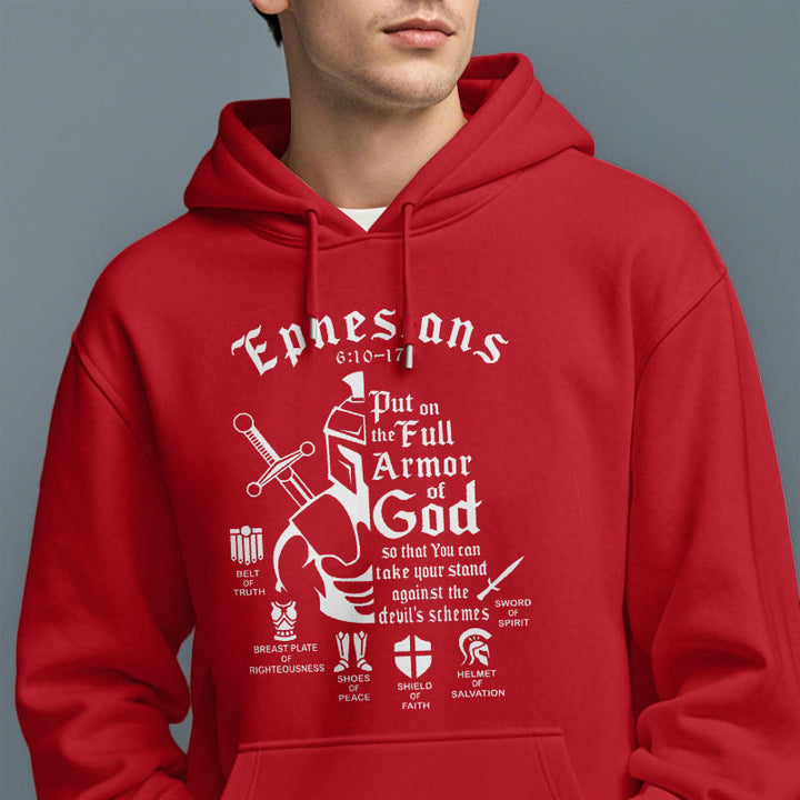 Christianartworkshop Zitat-Stil Volle Rüstung Gottes Fleece-gefütterter Polyester-Kapuzenpullover