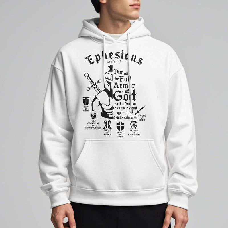 Christianartworkshop Zitat-Stil Volle Rüstung Gottes Fleece-gefütterter Polyester-Kapuzenpullover