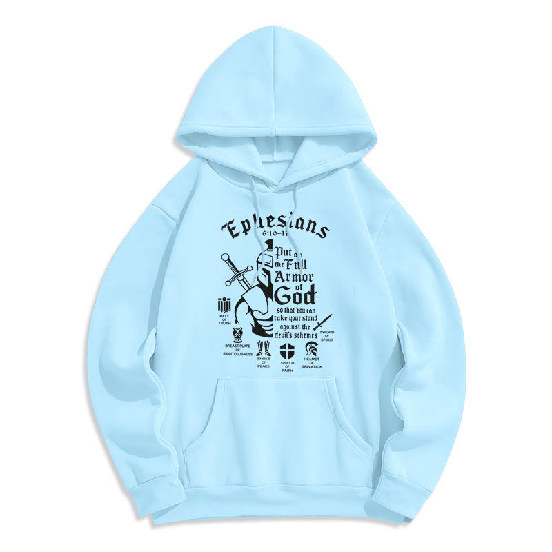 Christianartworkshop Zitat-Stil Volle Rüstung Gottes Fleece-gefütterter Polyester-Kapuzenpullover