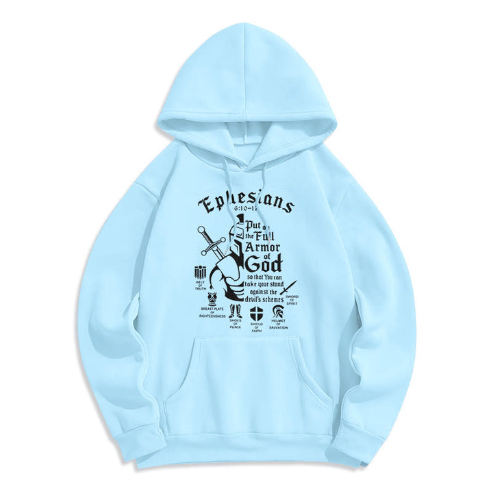 Christianartworkshop Zitat-Stil Volle Rüstung Gottes Fleece-gefütterter Polyester-Kapuzenpullover