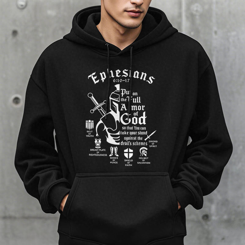 Christianartworkshop Zitat-Stil Vollrüstung Gottes Fleece-gefütterter Polyester-Hoodie - image 2