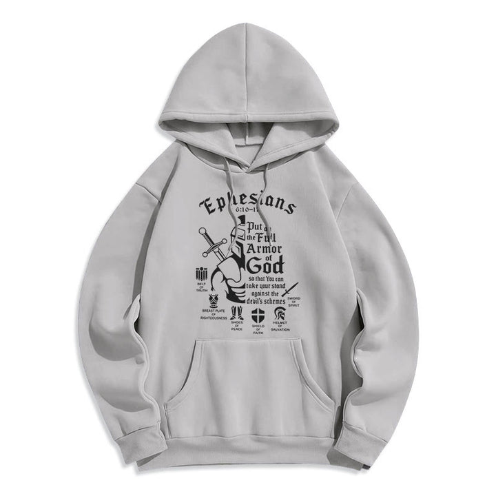 Christianartworkshop Zitat-Stil Vollrüstung Gottes Fleece-gefütterter Polyester-Hoodie - Grau - 2XL - image 30