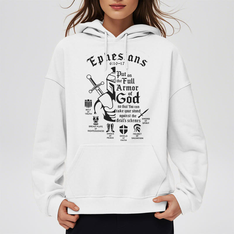 Christianartworkshop Zitat-Stil Volle Rüstung Gottes Fleece-gefütterter Polyester-Kapuzenpullover