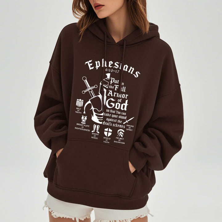 Christianartworkshop Zitat-Stil Volle Rüstung Gottes Fleece-gefütterter Polyester-Kapuzenpullover