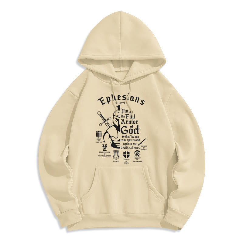 Christianartworkshop Zitat-Stil Volle Rüstung Gottes Fleece-gefütterter Polyester-Kapuzenpullover