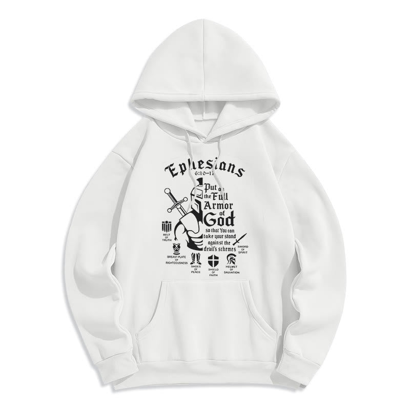 Christianartworkshop Zitat-Stil Vollrüstung Gottes Fleece-gefütterter Polyester-Hoodie - Weiß - 2XL - image 5