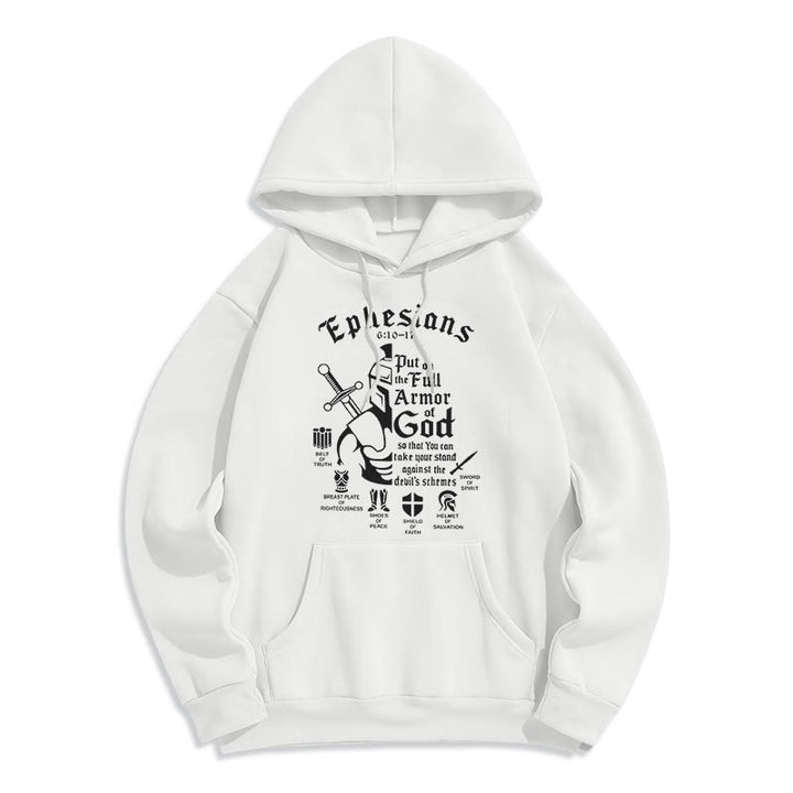Christianartworkshop Zitat-Stil Vollrüstung Gottes Fleece-gefütterter Polyester-Hoodie - Weiß - 2XL - image 5