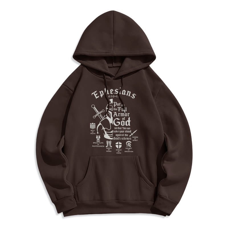 Christianartworkshop Zitat-Stil Vollrüstung Gottes Fleece-gefütterter Polyester-Hoodie - Braun - 2XL - image 15