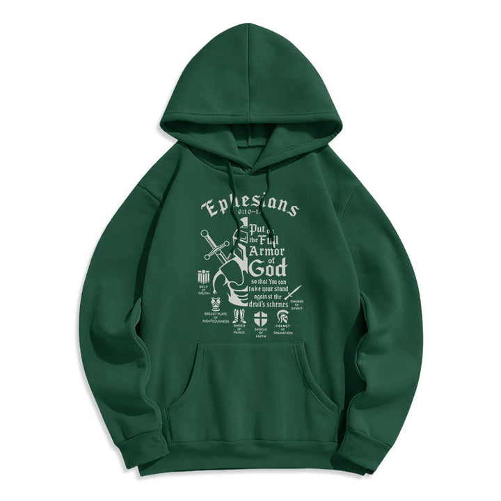Christianartworkshop Zitat-Stil Volle Rüstung Gottes Fleece-gefütterter Polyester-Kapuzenpullover
