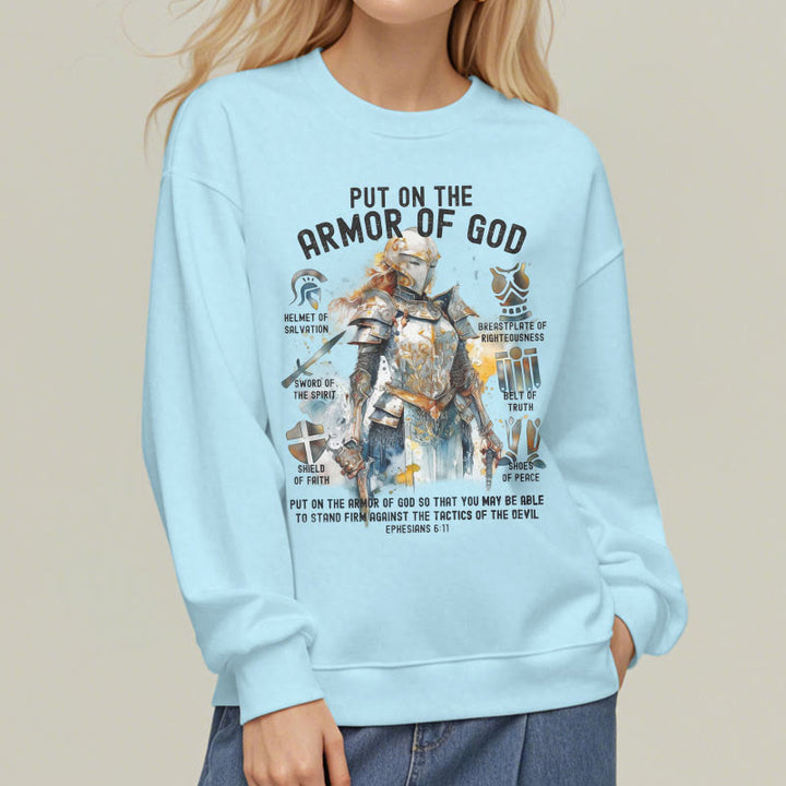 Christianartworkshop Farbiger Stil: Zieh die Rüstung Gottes an, mit Fleece gefüttertes Polyester-Sweatshirt - image 28