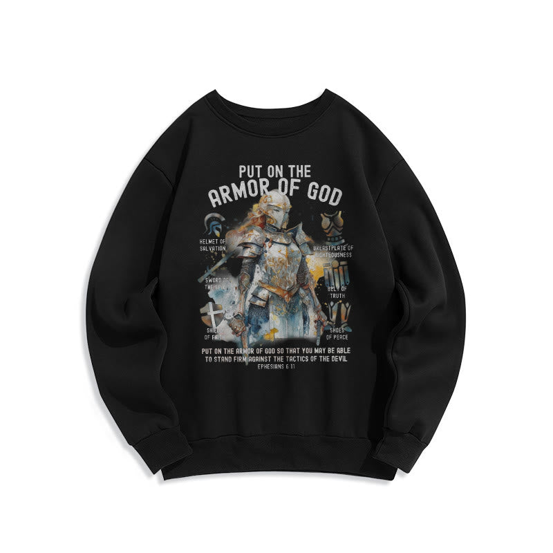 Christianartworkshop Farbiger Stil: Zieh die Rüstung Gottes an, mit Fleece gefüttertes Polyester-Sweatshirt - Schwarz - 2XL - image 5