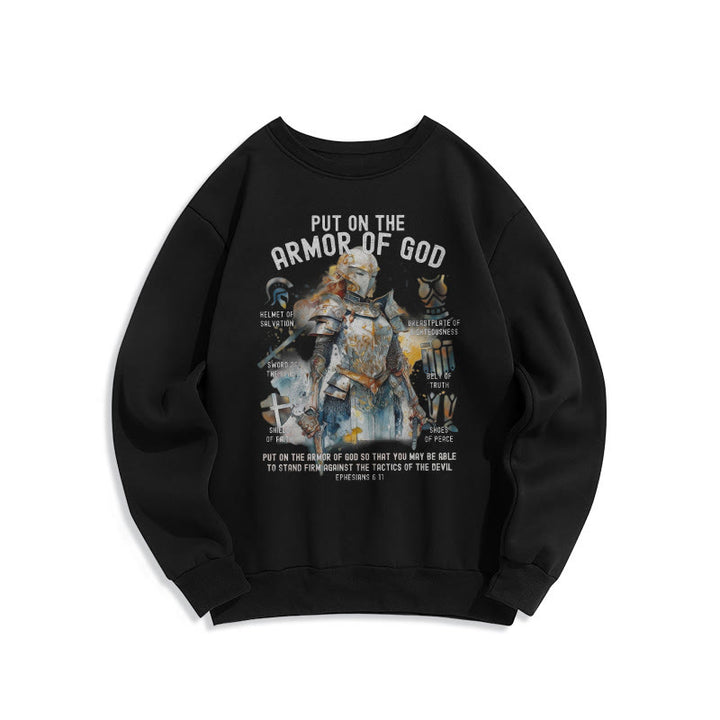 Christianartworkshop Farbiger Stil: Zieh die Rüstung Gottes an, mit Fleece gefüttertes Polyester-Sweatshirt - Schwarz - 2XL - image 5