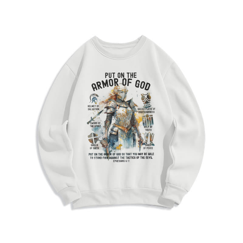 Christianartworkshop Farbiges Sweatshirt „Zieh die Rüstung Gottes an“ aus Fleece gefüttertem Polyester - Weiß - 2XL - image 0