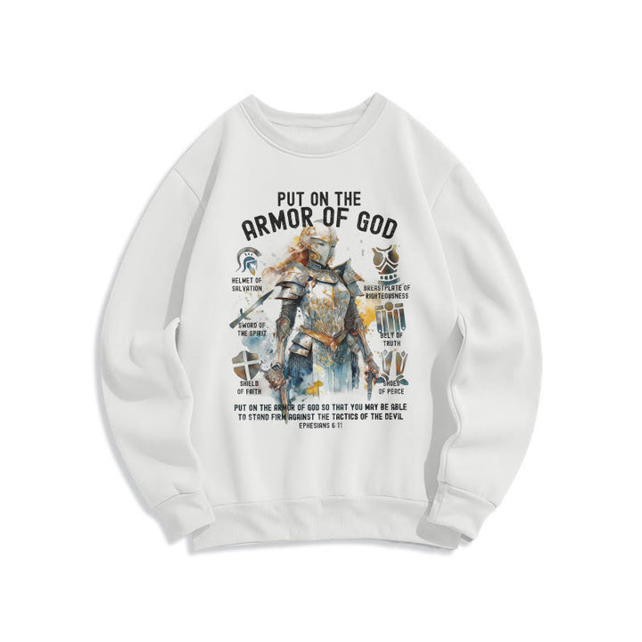 Christianartworkshop Farbiges Sweatshirt „Zieh die Rüstung Gottes an“ aus Fleece gefüttertem Polyester - Weiß - 2XL - image 0
