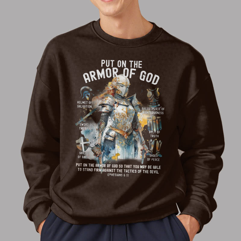 Christianartworkshop Farbiger Stil: Zieh die Rüstung Gottes an, mit Fleece gefüttertes Polyester-Sweatshirt - image 18
