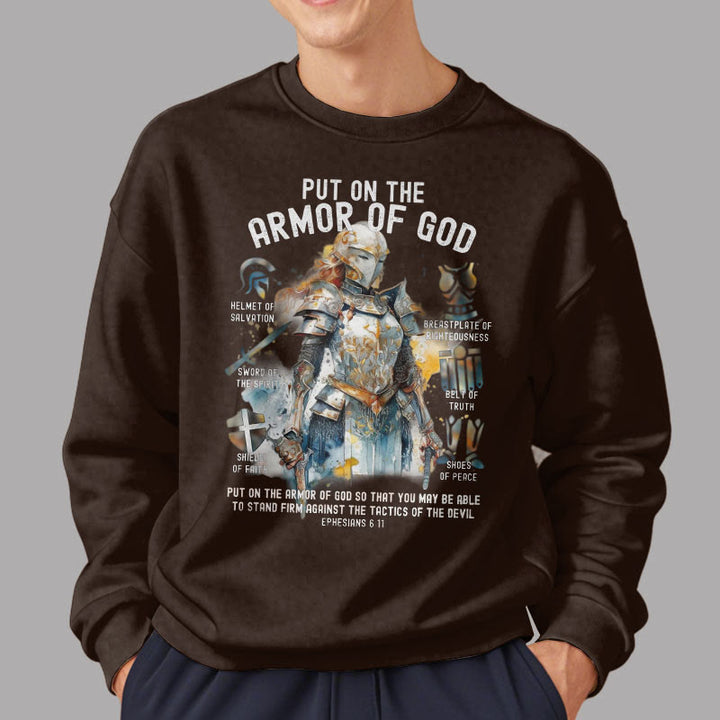 Christianartworkshop Farbiger Stil: Zieh die Rüstung Gottes an, mit Fleece gefüttertes Polyester-Sweatshirt - image 18