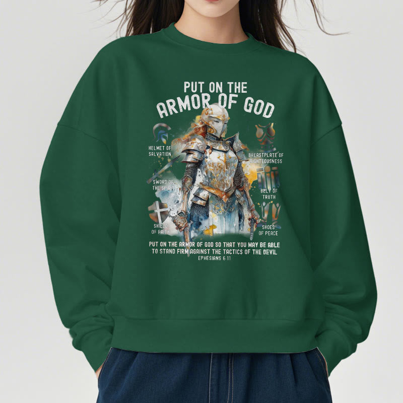 Christianartworkshop Farbiger Stil: Zieh die Rüstung Gottes an, mit Fleece gefüttertes Polyester-Sweatshirt - image 23