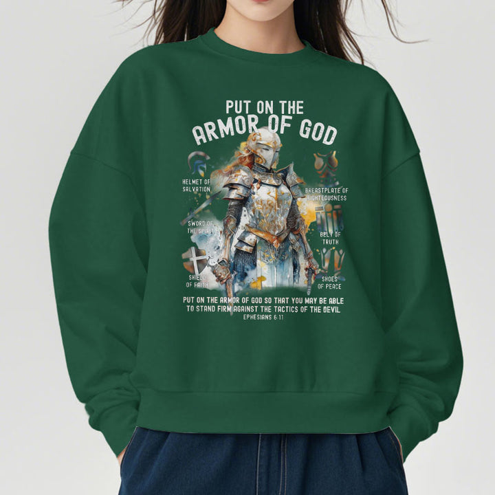 Christianartworkshop Farbiger Stil: Zieh die Rüstung Gottes an, mit Fleece gefüttertes Polyester-Sweatshirt - image 23