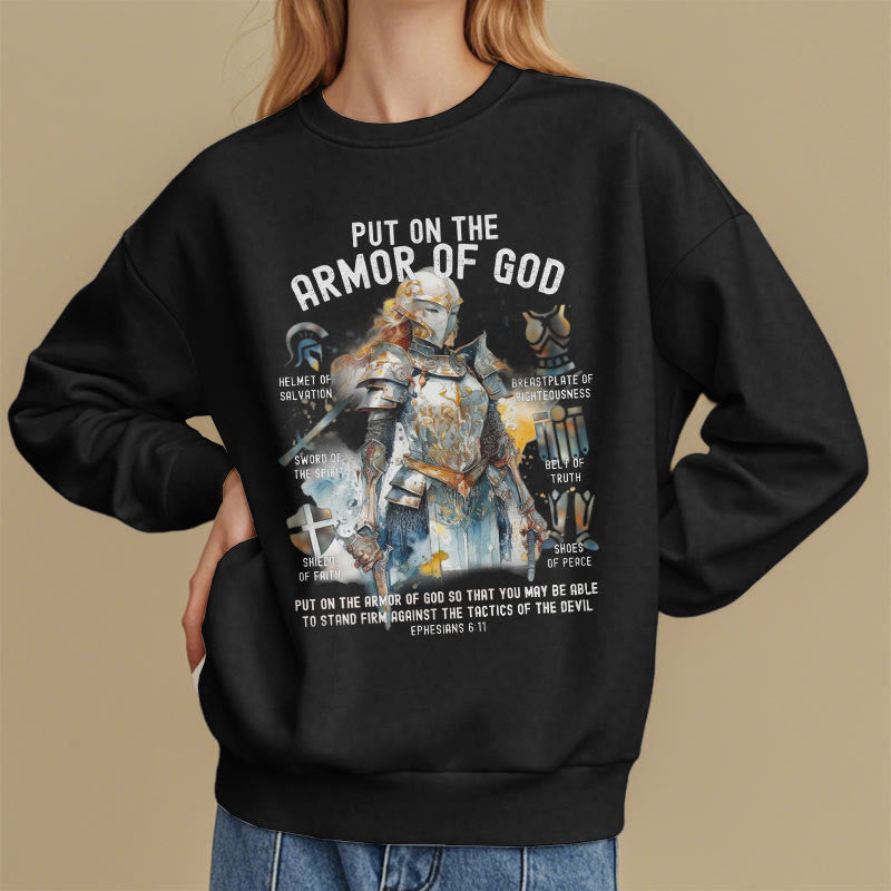 Christianartworkshop Farbiges Sweatshirt „Zieh die Rüstung Gottes an“ aus Fleece gefüttertem Polyester - image 8