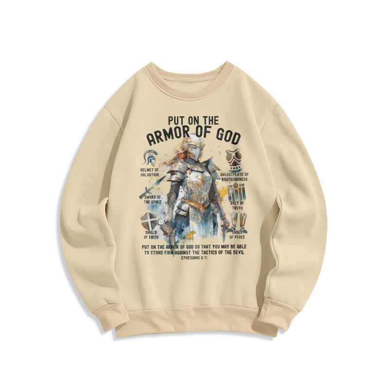 Christianartworkshop Farbiger Stil: Zieh die Rüstung Gottes an, mit Fleece gefüttertes Polyester-Sweatshirt - Beige - 2XL - image 10