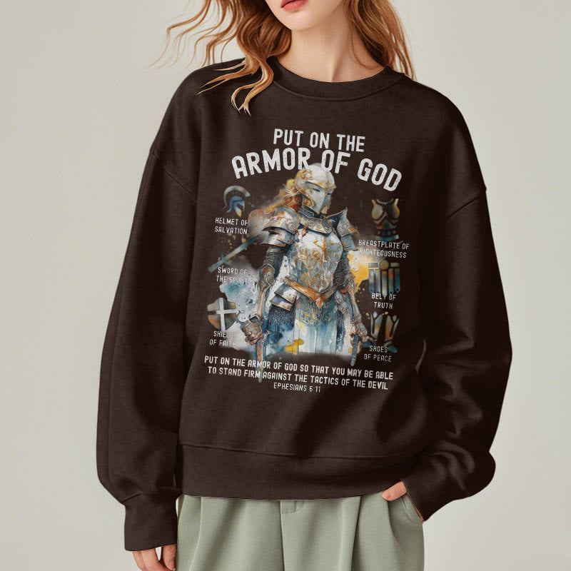Christianartworkshop Farbiger Stil: Zieh die Rüstung Gottes an, mit Fleece gefüttertes Polyester-Sweatshirt - image 17