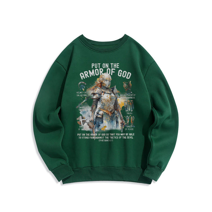 Christianartworkshop Farbiger Stil: Zieh die Rüstung Gottes an, mit Fleece gefüttertes Polyester-Sweatshirt - Grün - 2XL - image 20
