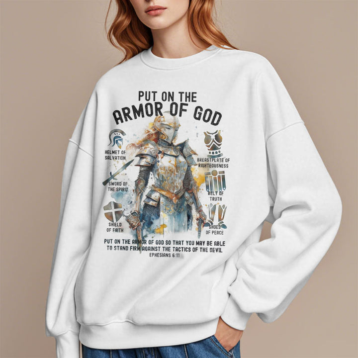 Christianartworkshop Farbiges Sweatshirt „Zieh die Rüstung Gottes an“ aus Fleece gefüttertem Polyester - image 1