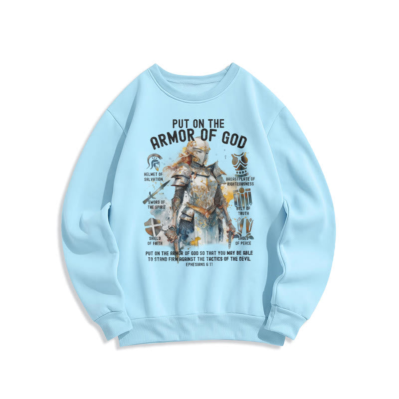 Christianartworkshop Farbiges Sweatshirt „Zieh die Rüstung Gottes an“ aus Fleece gefüttertem Polyester - Blau - 2XL - image 25