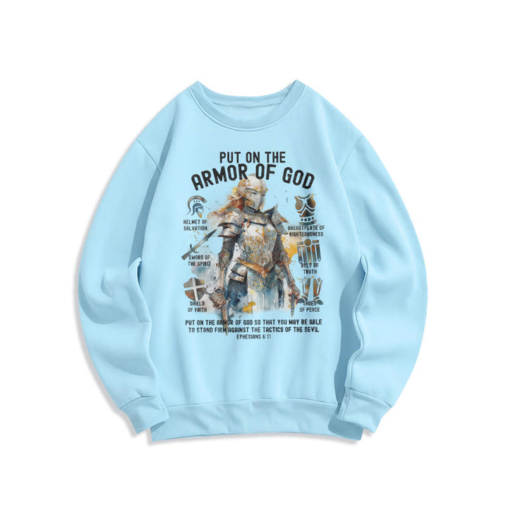 Christianartworkshop Farbiges Sweatshirt „Zieh die Rüstung Gottes an“ aus Fleece gefüttertem Polyester - Blau - 2XL - image 25