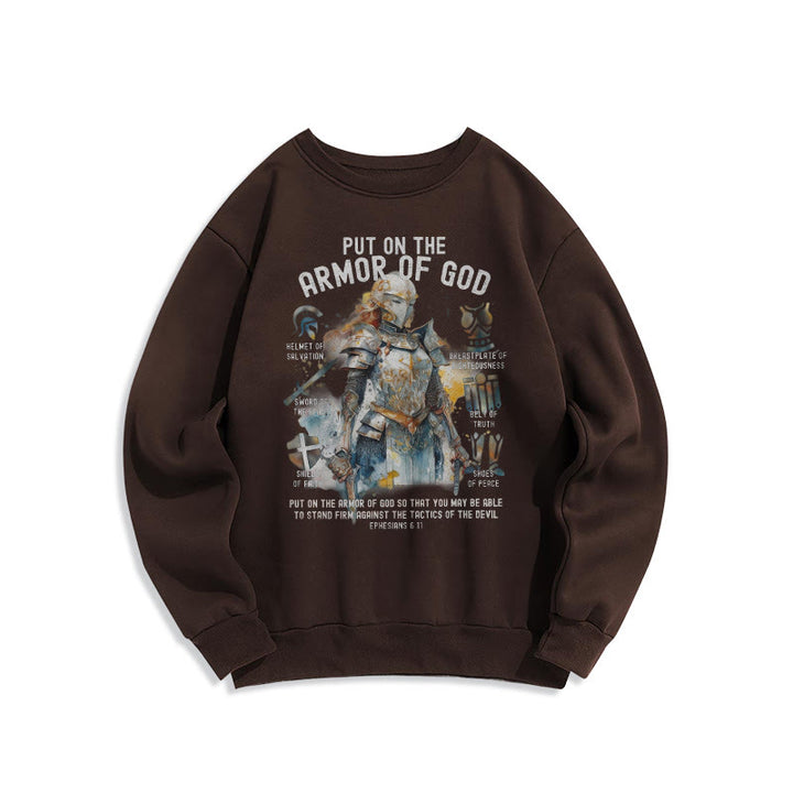 Christianartworkshop Farbiger Stil: Zieh die Rüstung Gottes an, mit Fleece gefüttertes Polyester-Sweatshirt - Braun - 2XL - image 15