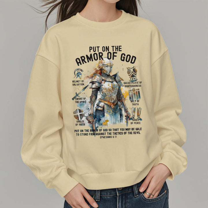 Christianartworkshop Farbiger Stil: Zieh die Rüstung Gottes an, mit Fleece gefüttertes Polyester-Sweatshirt - image 12