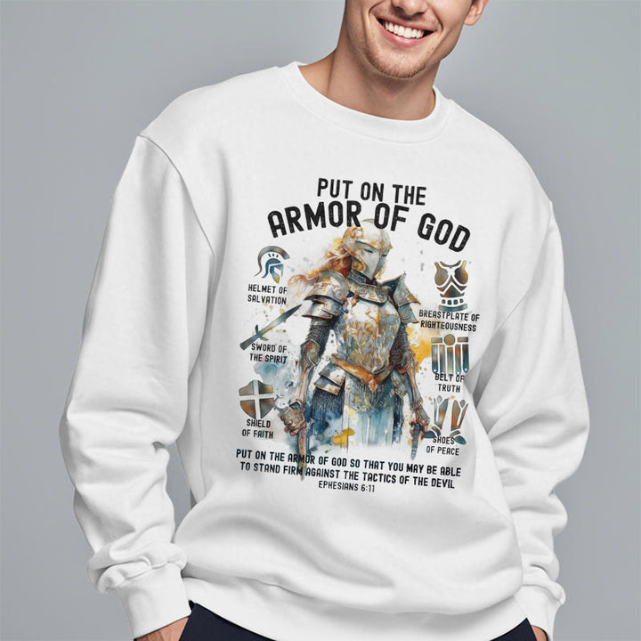 Christianartworkshop Farbiger Stil: Zieh die Rüstung Gottes an, mit Fleece gefüttertes Polyester-Sweatshirt