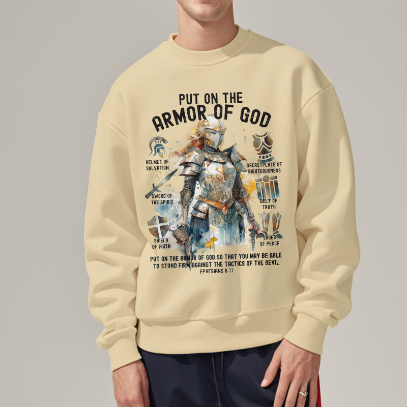 Christianartworkshop Farbiger Stil: Zieh die Rüstung Gottes an, mit Fleece gefüttertes Polyester-Sweatshirt - image 13