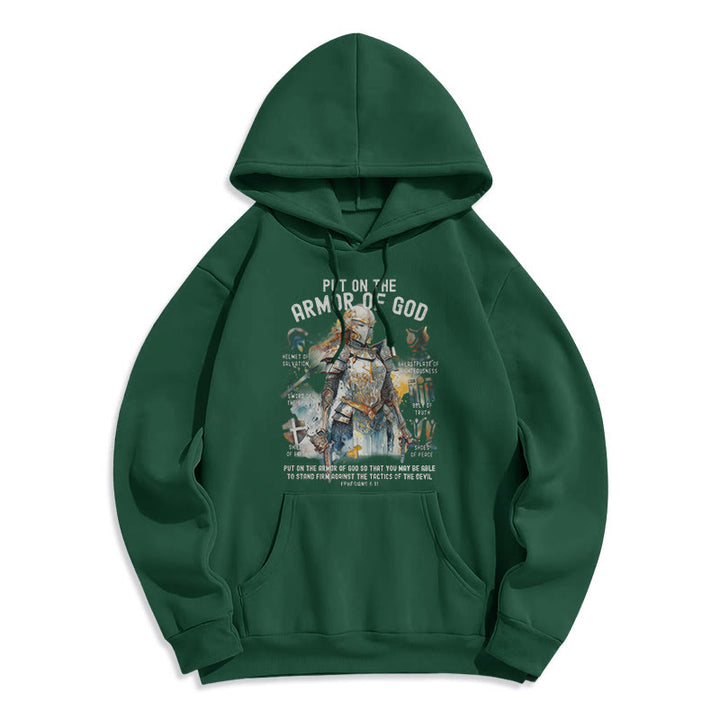 Christianartworkshop Farbiger Stil: Zieh die Rüstung Gottes an, mit Fleece gefütterter Polyester-Kapuzenpullover
