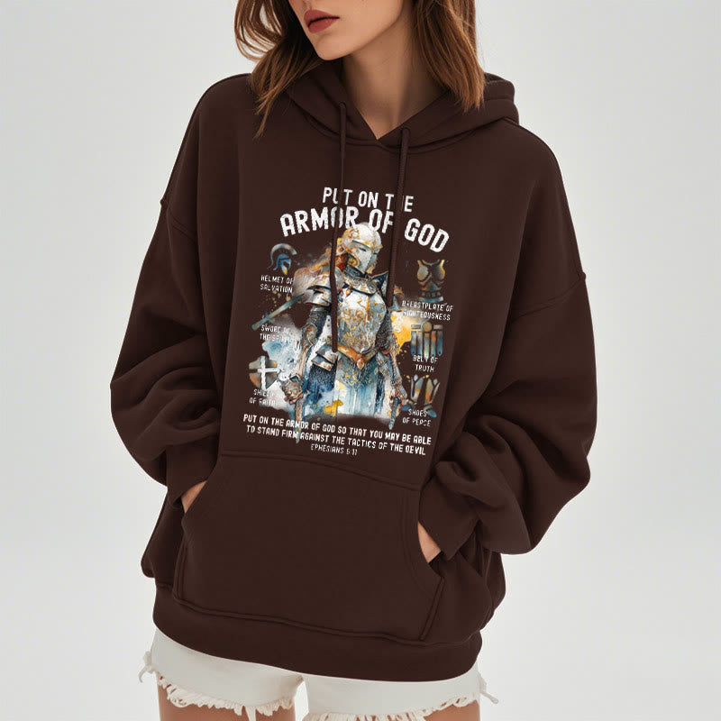 Christianartworkshop Farbiger Stil: Zieh die Rüstung Gottes an, mit Fleece gefütterter Polyester-Kapuzenpullover