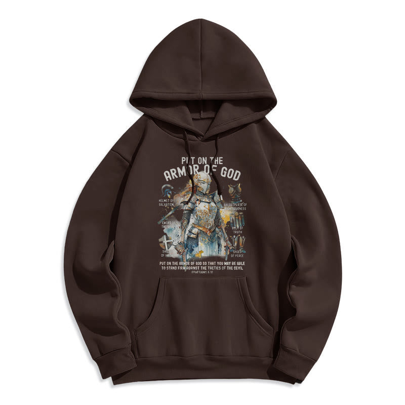 Christianartworkshop Farbiger Style „Zieh die Rüstung Gottes an“ Fleecegefütterter Polyester-Hoodie - Braun - 2XL - image 20