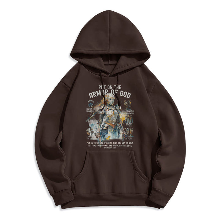 Christianartworkshop Farbiger Style „Zieh die Rüstung Gottes an“ Fleecegefütterter Polyester-Hoodie - Braun - 2XL - image 20