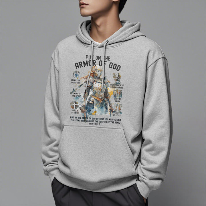 Christianartworkshop Farbiger Stil: Zieh die Rüstung Gottes an, mit Fleece gefütterter Polyester-Kapuzenpullover