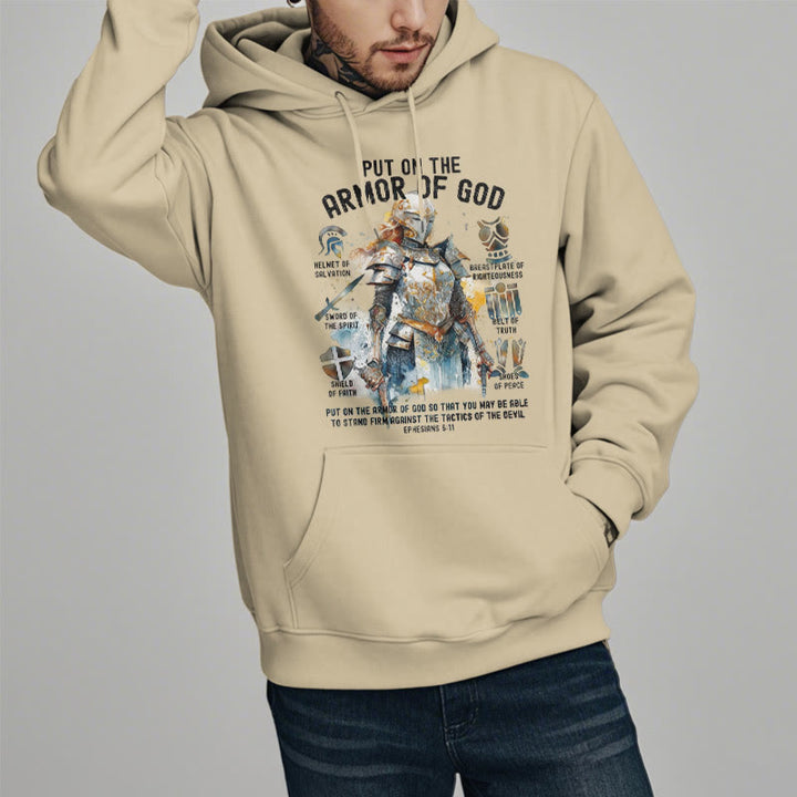 Christianartworkshop Farbiger Stil: Zieh die Rüstung Gottes an, mit Fleece gefütterter Polyester-Kapuzenpullover