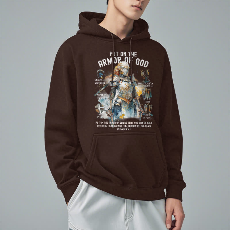 Christianartworkshop Farbiger Stil: Zieh die Rüstung Gottes an, mit Fleece gefütterter Polyester-Kapuzenpullover