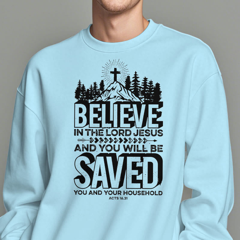 Christianartworkshop Moderner Stil: Glaube an den Herrn Jesus, Polyester-Sweatshirt mit Fleecefutter