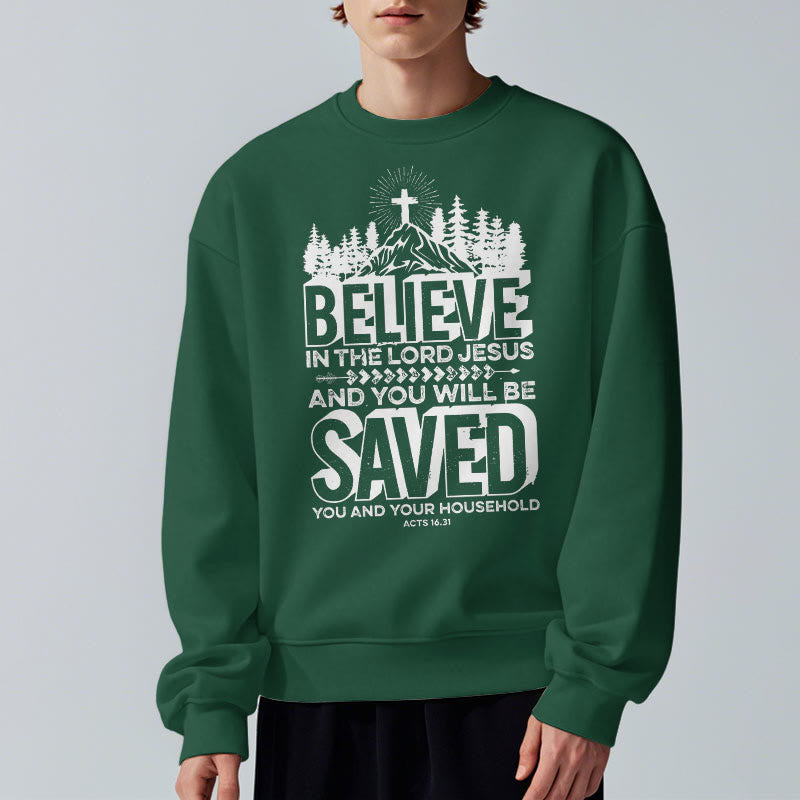 Christianartworkshop Moderner Stil: Glaube an den Herrn Jesus, Polyester-Sweatshirt mit Fleecefutter