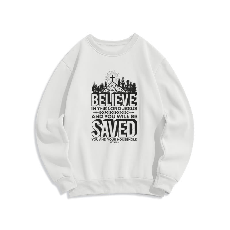 Christianartworkshop Modernes Sweatshirt „Glaube an den Herrn Jesus“ mit Fleece-Futter aus Polyester - Weiß - 2XL - image 8