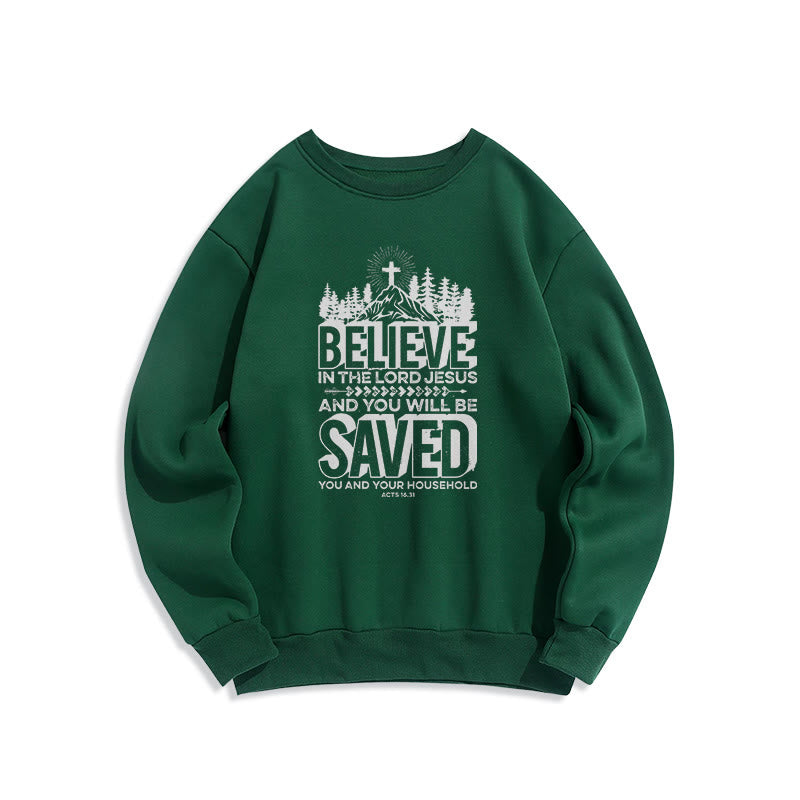 Christianartworkshop Moderner Stil: Glaube an den Herrn Jesus, Polyester-Sweatshirt mit Fleecefutter