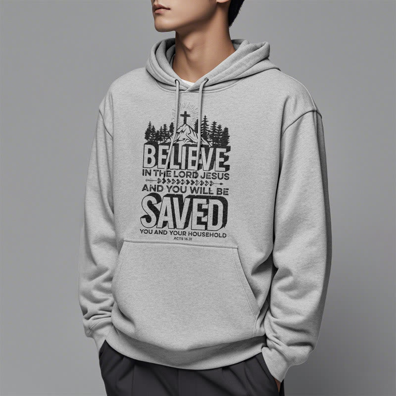 Christianartworkshop Moderner Stil: Glaube an den Herrn Jesus, mit Fleece gefütterter Polyester-Kapuzenpullover