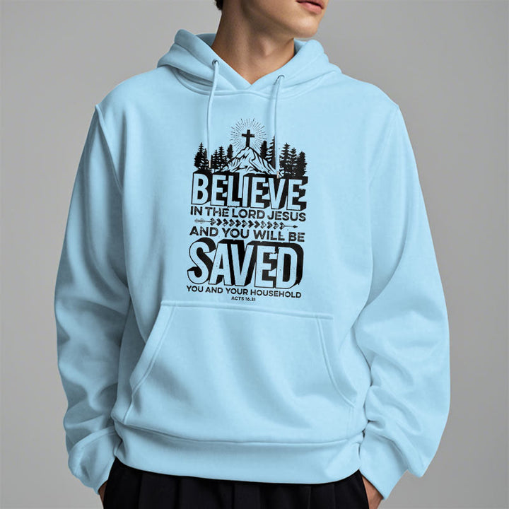 Christianartworkshop Moderner Stil: Glaube an den Herrn Jesus, mit Fleece gefütterter Polyester-Kapuzenpullover - image 27
