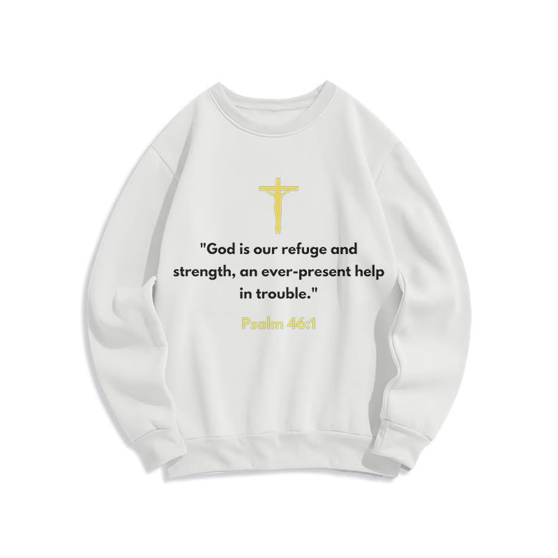 Christianartworkshop Klassischer Stil Gott ist unsere Zuflucht und Stärke Fleece-gefüttertes Polyester-Sweatshirt - Weiß - 2XL - image 5