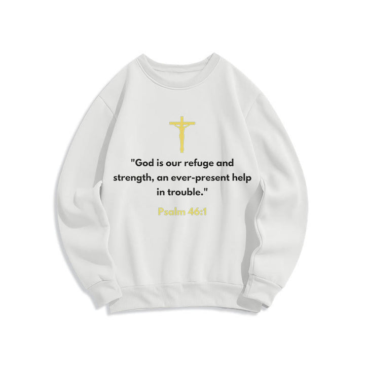 Christianartworkshop Klassischer Stil Gott ist unsere Zuflucht und Stärke Fleece-gefüttertes Polyester-Sweatshirt - Weiß - 2XL - image 5