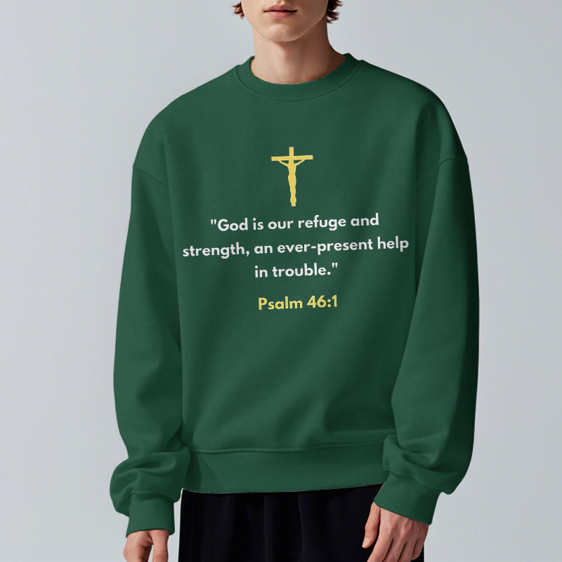 Christianartworkshop Klassischer Stil Gott ist unsere Zuflucht und Stärke Fleece-gefüttertes Polyester-Sweatshirt